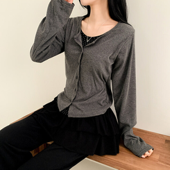 ミニスカート レイヤードティアードラップスカート BLACK