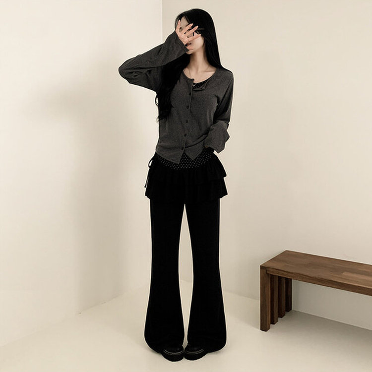 レイヤードティアードラップスカート BLACK