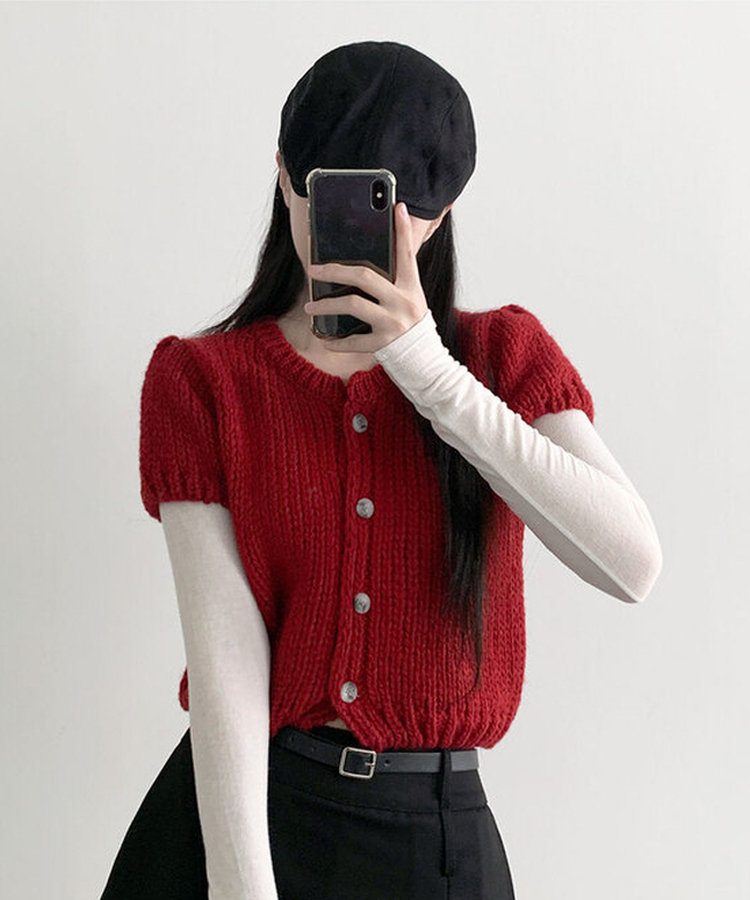 yukiemon 半袖カーディガン XGFCD01H3 Vネック 配色 半袖 カーディガン