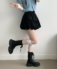 ティアードAラインバルーンスカート BLACK