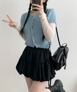 ティアードAラインバルーンスカート BLACK