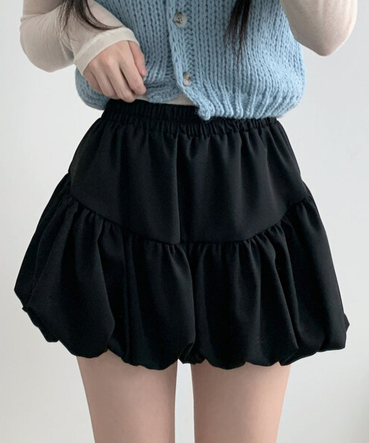 ティアードAラインバルーンスカート BLACK