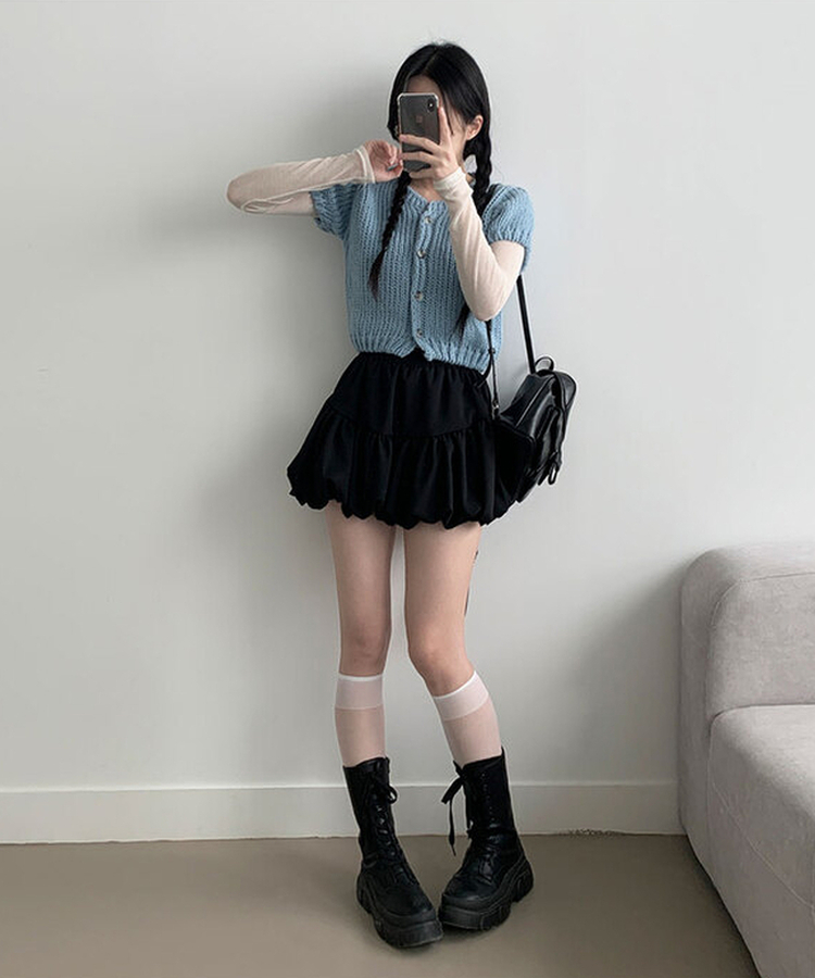 ティアードAラインバルーンスカート BLACK