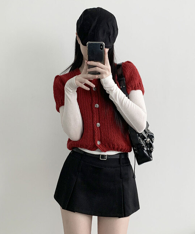 [벨트SET!/양면핀턱/2가지무드] 베니 미니 속바지 사이드 버튼 지퍼 양면 핀턱 숏 스커트 블랙