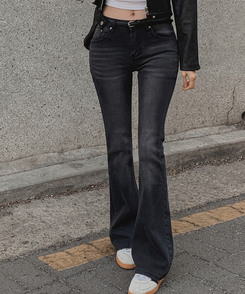 デニム 骨盤パッドウォッシングブーツカットデニムパンツ DARK GRAY