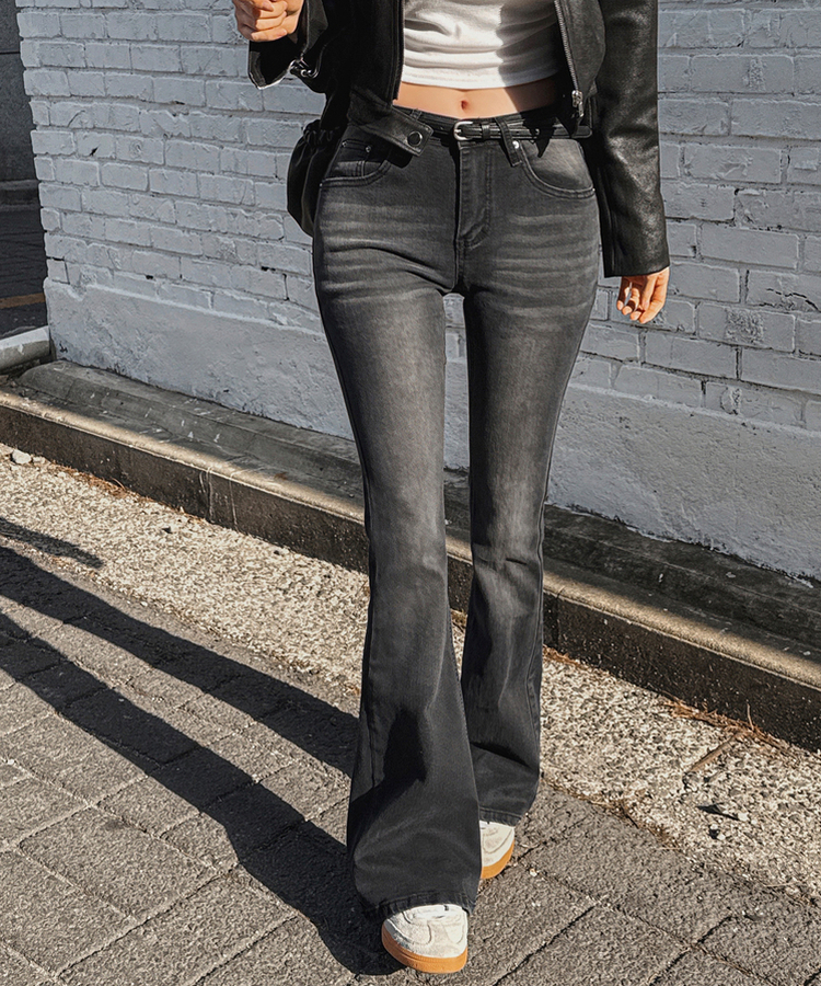 骨盤パッドウォッシングブーツカットデニムパンツ DARK GRAY