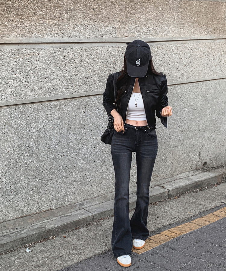 骨盤パッドウォッシングブーツカットデニムパンツ DARK GRAY