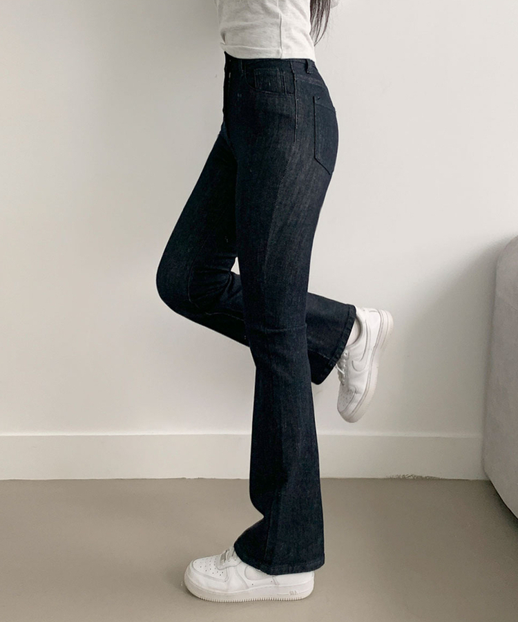 단독8컬러 메니 하이웨스트 밴딩 워싱 슬림 스판 논페이드 부츠컷 데님 팬츠 생지블루