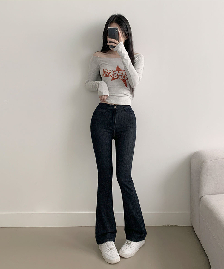 단독8컬러 메니 하이웨스트 밴딩 워싱 슬림 스판 논페이드 부츠컷 데님 팬츠 생지블루