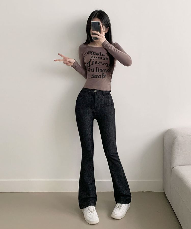 단독8컬러 메니 하이웨스트 밴딩 워싱 슬림 스판 논페이드 부츠컷 데님 팬츠 생지블랙