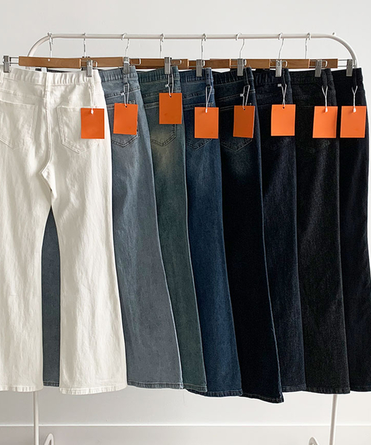 단독8컬러 메니 하이웨스트 밴딩 워싱 슬림 스판 논페이드 부츠컷 데님 팬츠