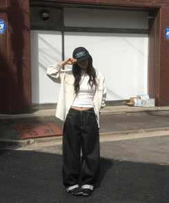 コーゼルワイドデニムパンツ BLACK