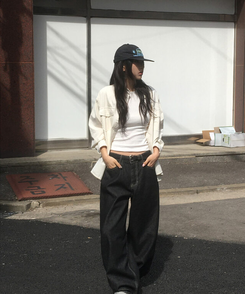 コーゼルワイドデニムパンツ BLACK