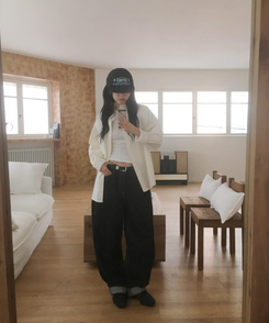 コーゼルワイドデニムパンツ BLACK