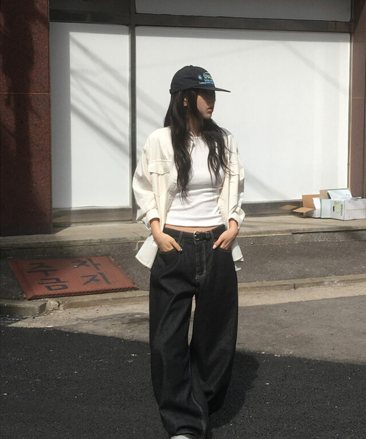 コーゼルワイドデニムパンツ BLACK