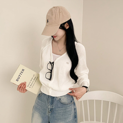 ペンダントクロップカーディガン(6color) IVORY