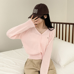 ペンダントクロップカーディガン(6color) PINK