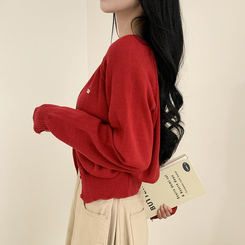 ペンダントクロップカーディガン(6color) RED