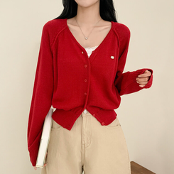 ペンダントクロップカーディガン(6color) RED
