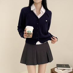 ペンダントクロップカーディガン(6color) NAVY