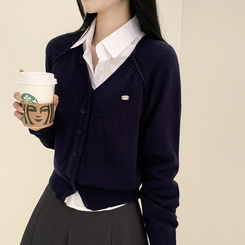 ペンダントクロップカーディガン(6color) NAVY