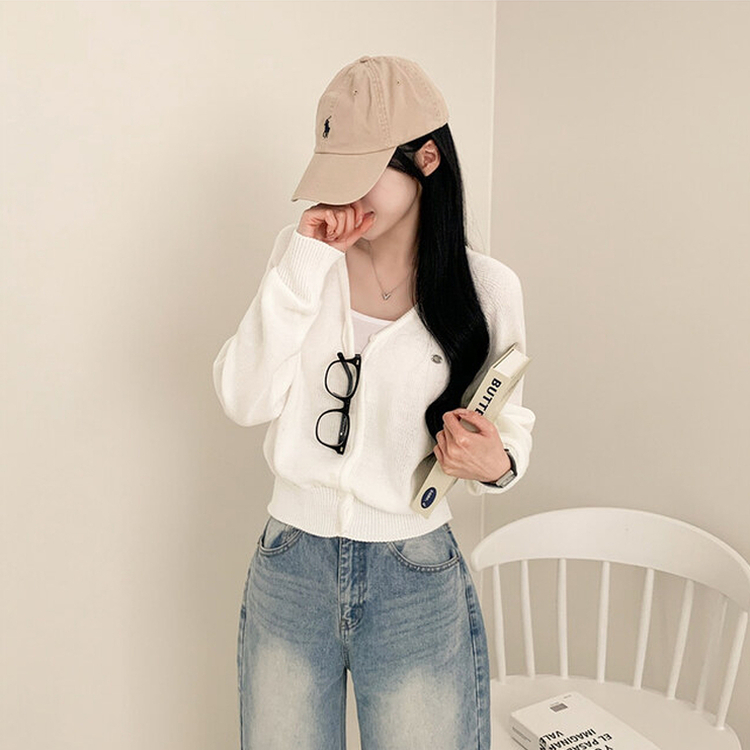 ペンダントクロップカーディガン(6color) IVORY