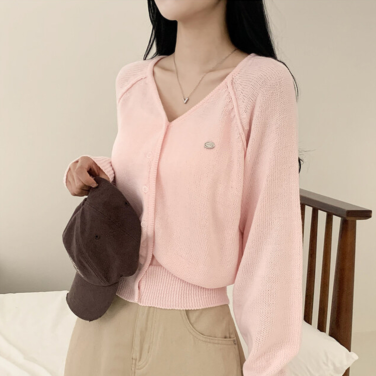 ペンダントクロップカーディガン(6color) PINK