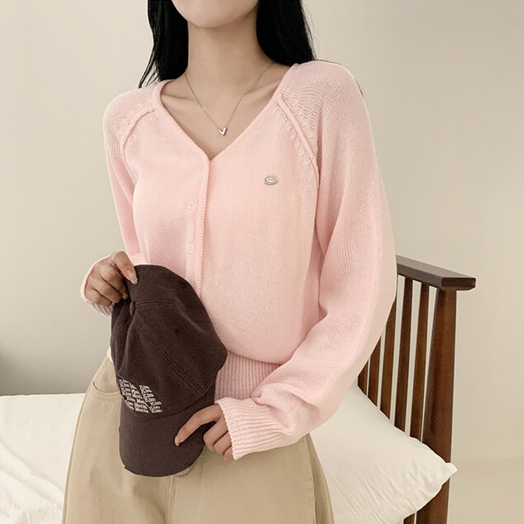 ペンダントクロップカーディガン(6color) PINK