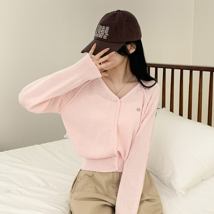 ペンダントクロップカーディガン(6color) PINK