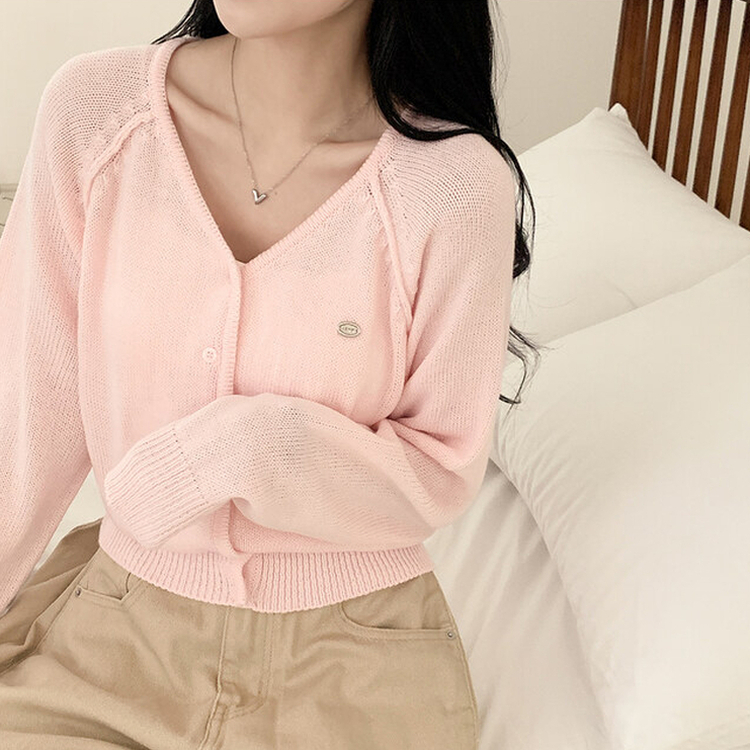 ペンダントクロップカーディガン(6color) PINK