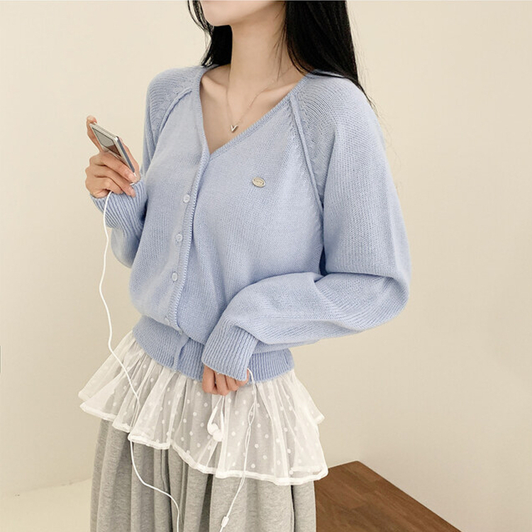 ペンダントクロップカーディガン(6color) SKY BLUE