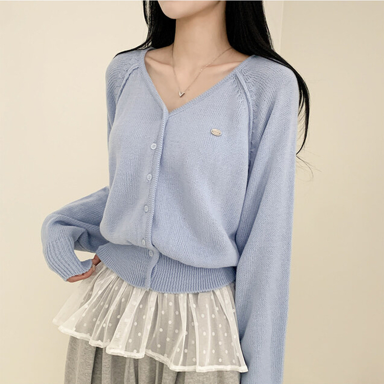 ペンダントクロップカーディガン(6color) SKY BLUE