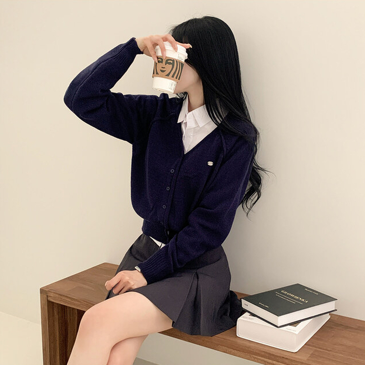 ペンダントクロップカーディガン(6color) NAVY