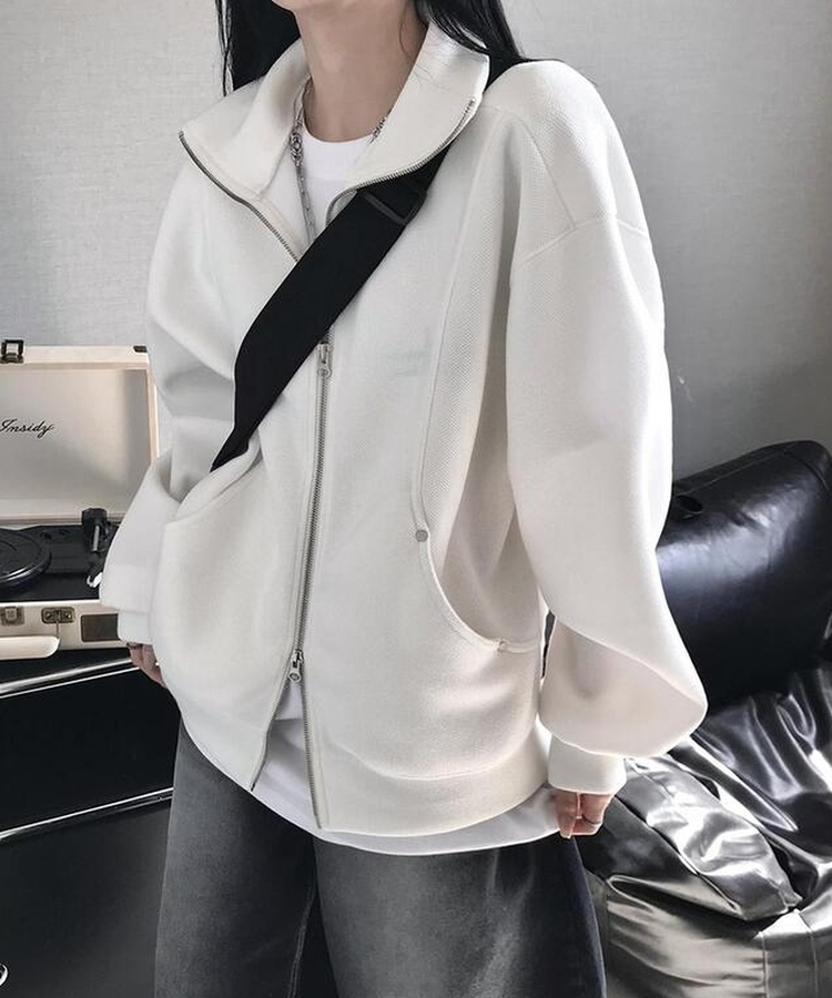 ハイネックニットジップアップ(6color) IVORY
