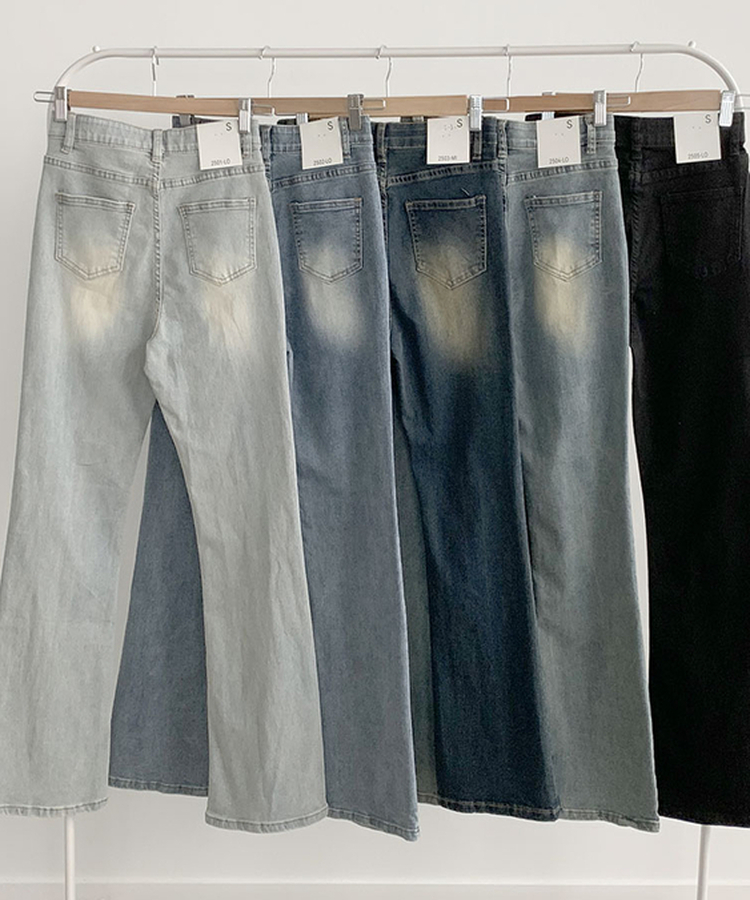 ABLY단독 델런 워싱 히든밴딩 3단기장 하이웨스트 부츠컷 데님 팬츠