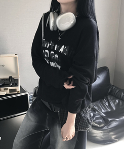ニット クロスルーズニット BLACK