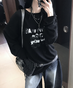 ニット クロスルーズニット BLACK