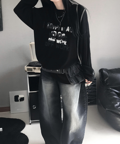 ニット クロスルーズニット BLACK