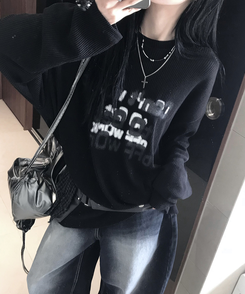 ニット クロスルーズニット BLACK