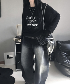 ニット クロスルーズニット BLACK