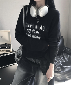 ニット クロスルーズニット BLACK