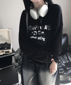 ニット クロスルーズニット BLACK