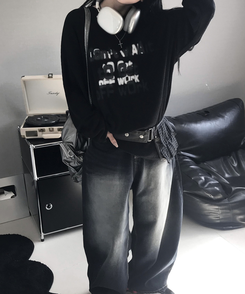 ニット クロスルーズニット BLACK