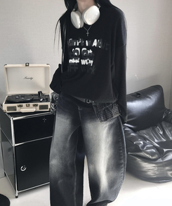 ニット クロスルーズニット BLACK