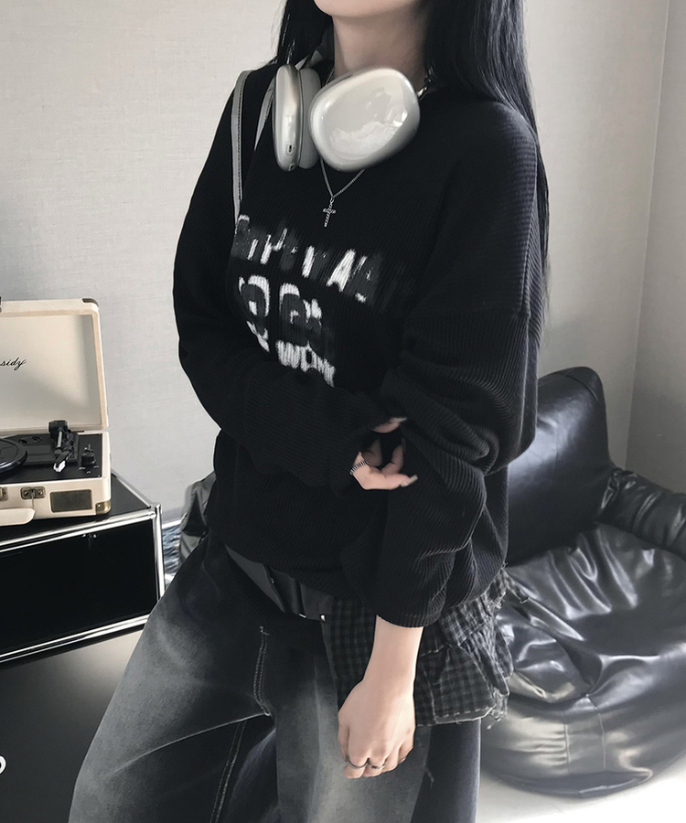 クロスルーズニット BLACK