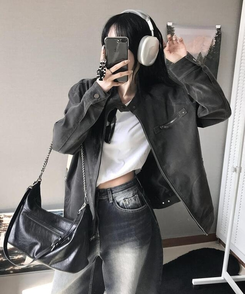 ジャケット スエードジップアップジャケット CHARCOAL