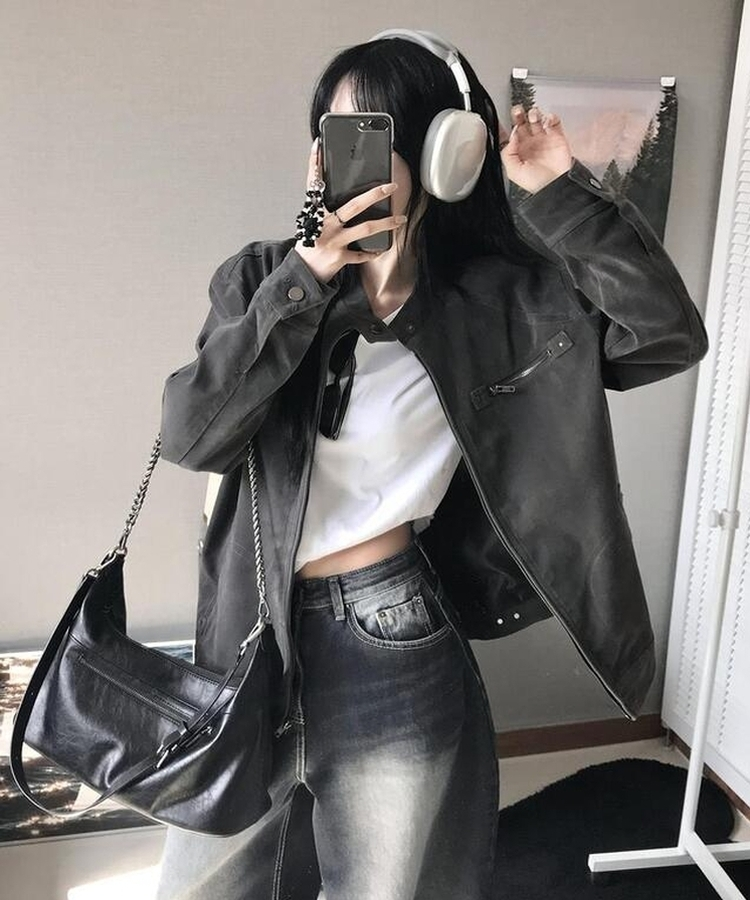 スエードジップアップジャケット CHARCOAL