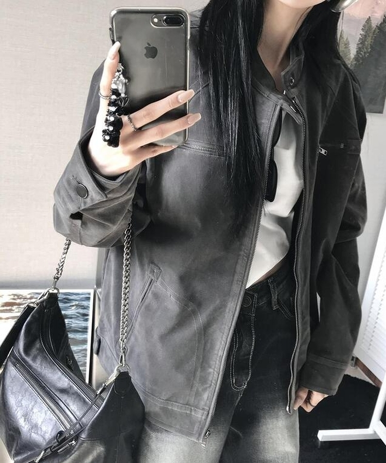 スエードジップアップジャケット CHARCOAL