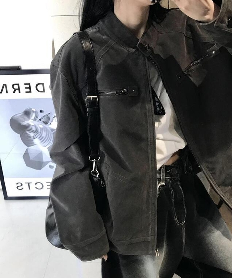 スエードジップアップジャケット CHARCOAL