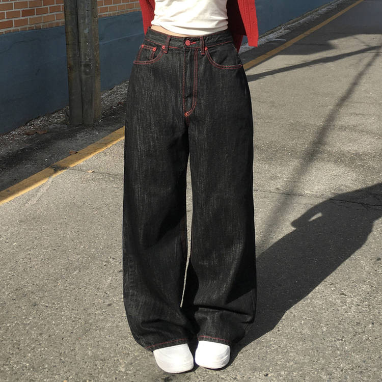 ハート刺繍ワイドデニムパンツ｜デニム｜韓国ファッション通販 SONA